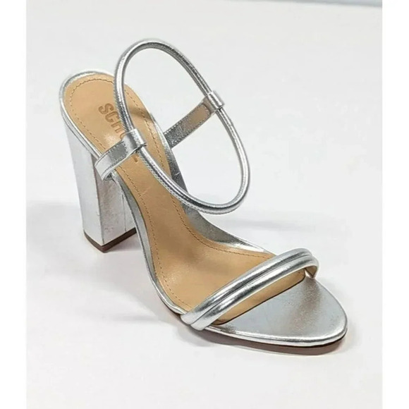 Schutz Women's Pincesa Silver Metallic High-Heel Sandals Size 7.5 B (MSRP $170) - Picture 2 of 12